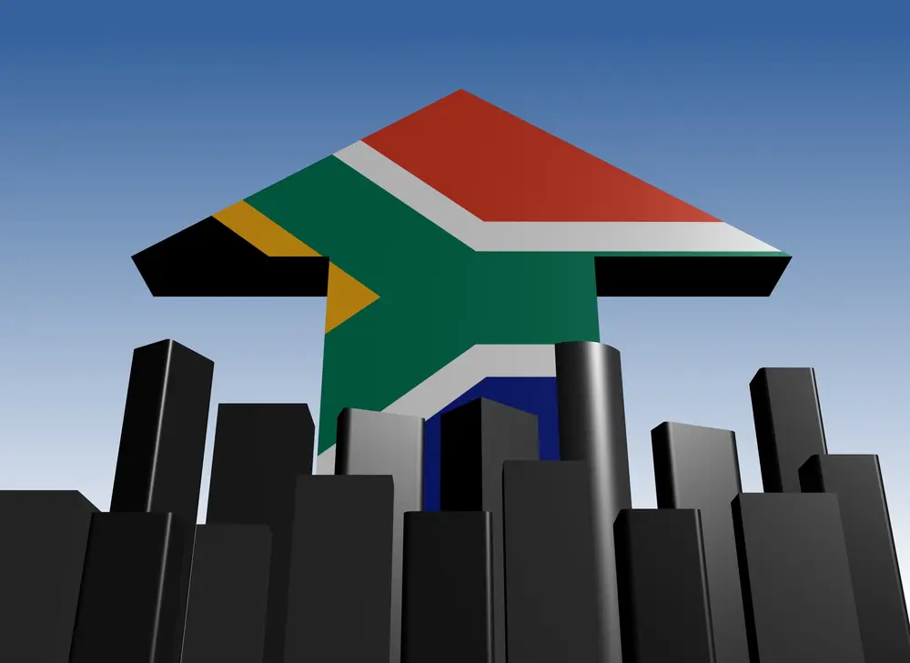 Abstract,Skyline,And,South,African,Flag,Arrow,Illustration